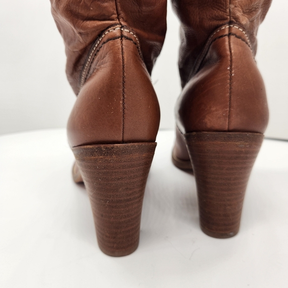 Coach boots women's 8.5B brown cognac leather knee high Meredith Q095 Made Italy - Picture 11 of 16